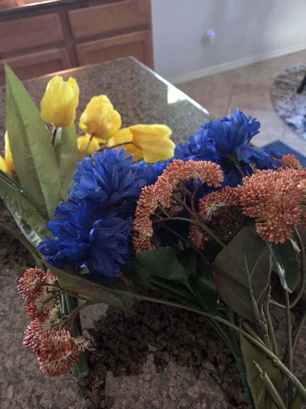 Bundle Artificial Mixed Floral Bouquet - Blue, Yellow, Orange